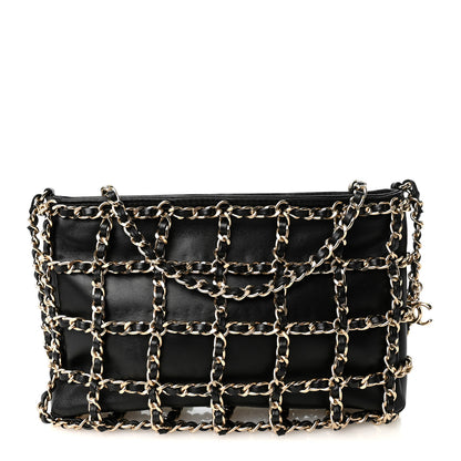 Chanel Lambskin Chain Frame Shoulder Bag Black 1 of 10