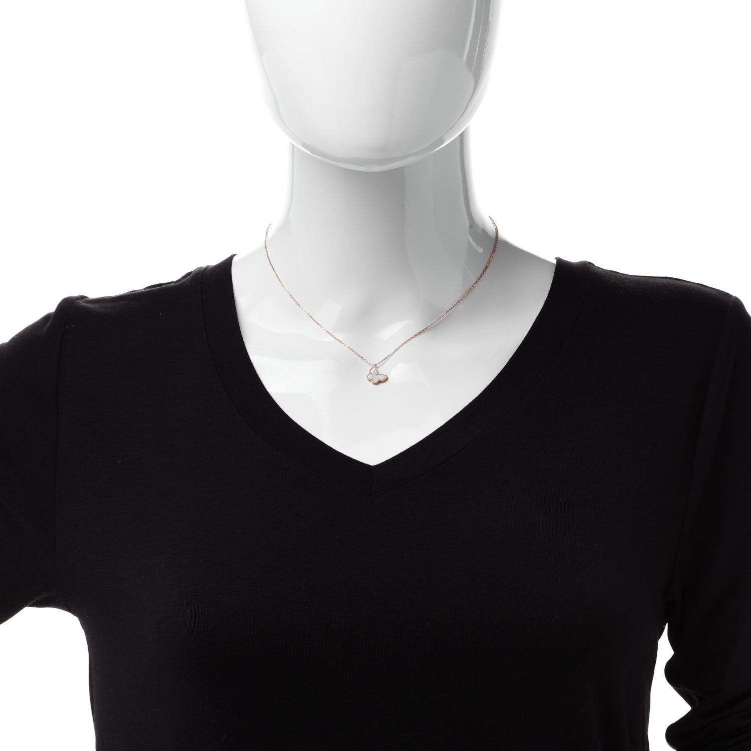 Van Cleef & Arpels 18K Yellow Gold Mother of Pearl Sweet Alhambra Butterfly Pendant Necklace 2 of 6