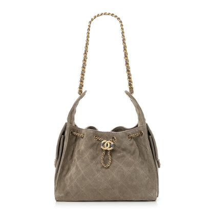 Chanel Suede Quilted Small Chanel 25 Handbag Dark Grey 1 of 11