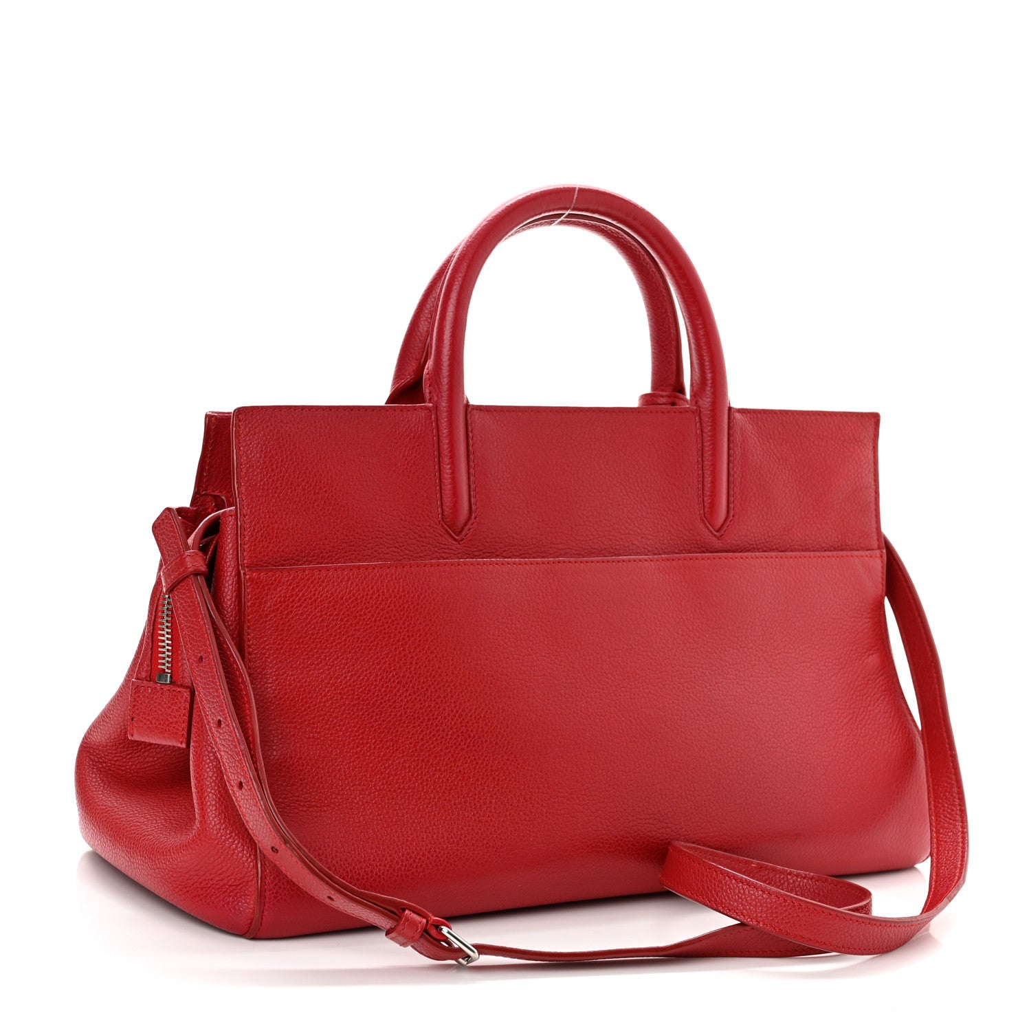 Saint Laurent Grained Calfskin Small Cabas Rive Gauche Red 3 of 14
