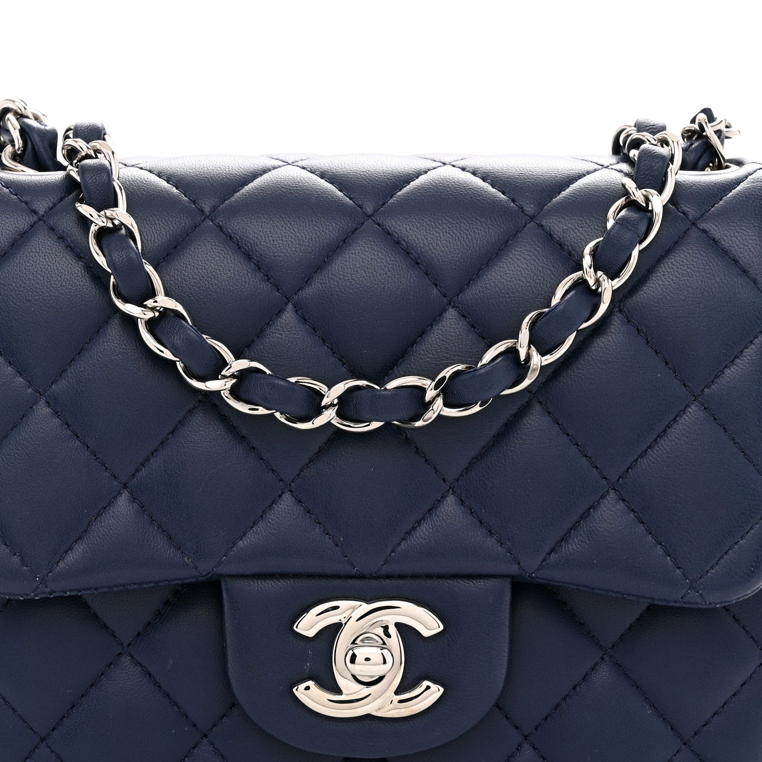 Chanel Lambskin Quilted Mini Square Flap Navy 8 of 12