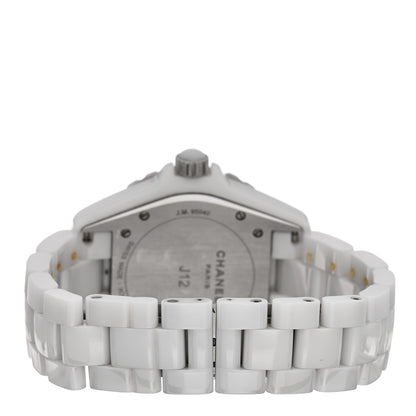 Chanel Stainless Steel Ceramic Diamond 38mm J12 Automatic Watch White 3 of 4