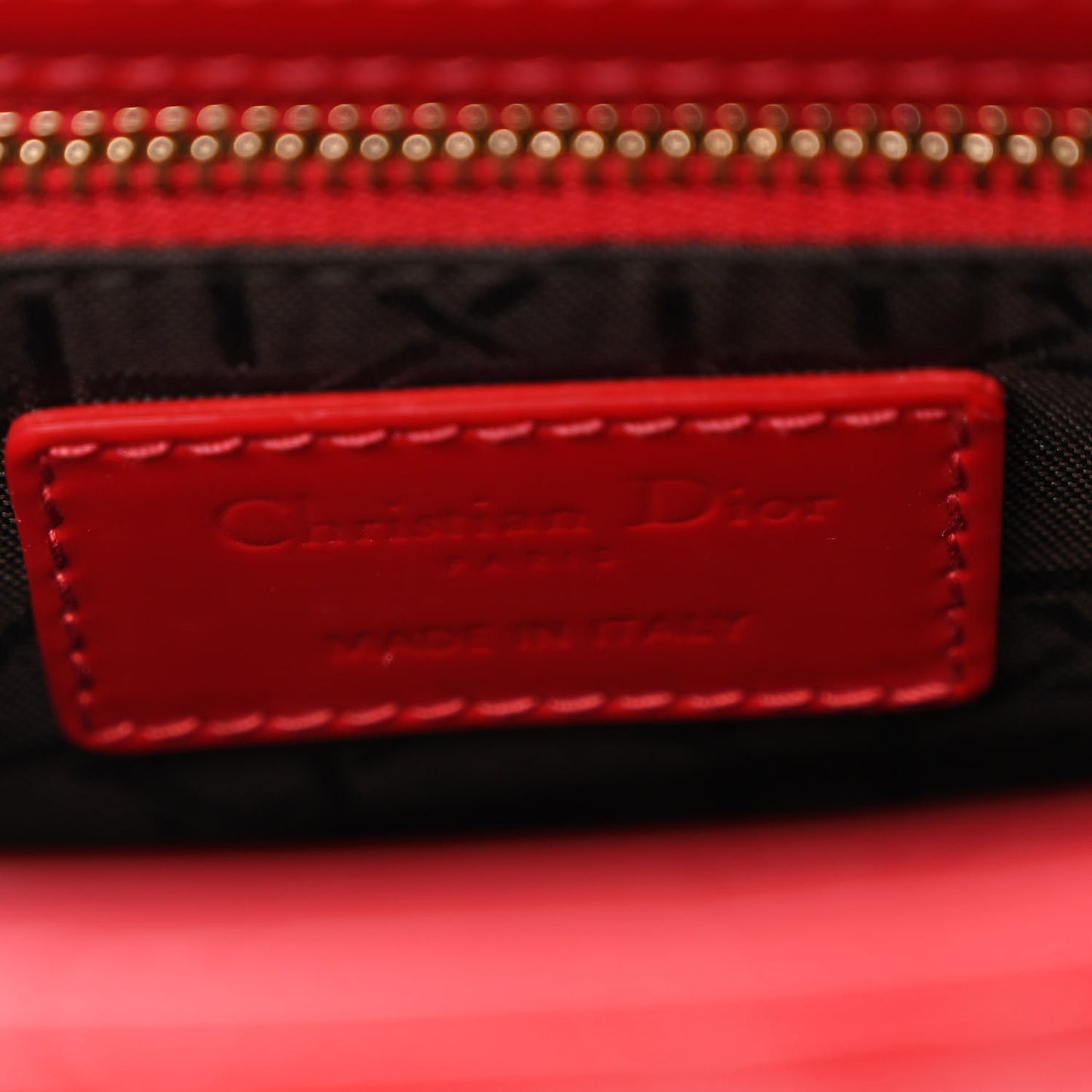 Patent Cannage Mini Lady Dior Red