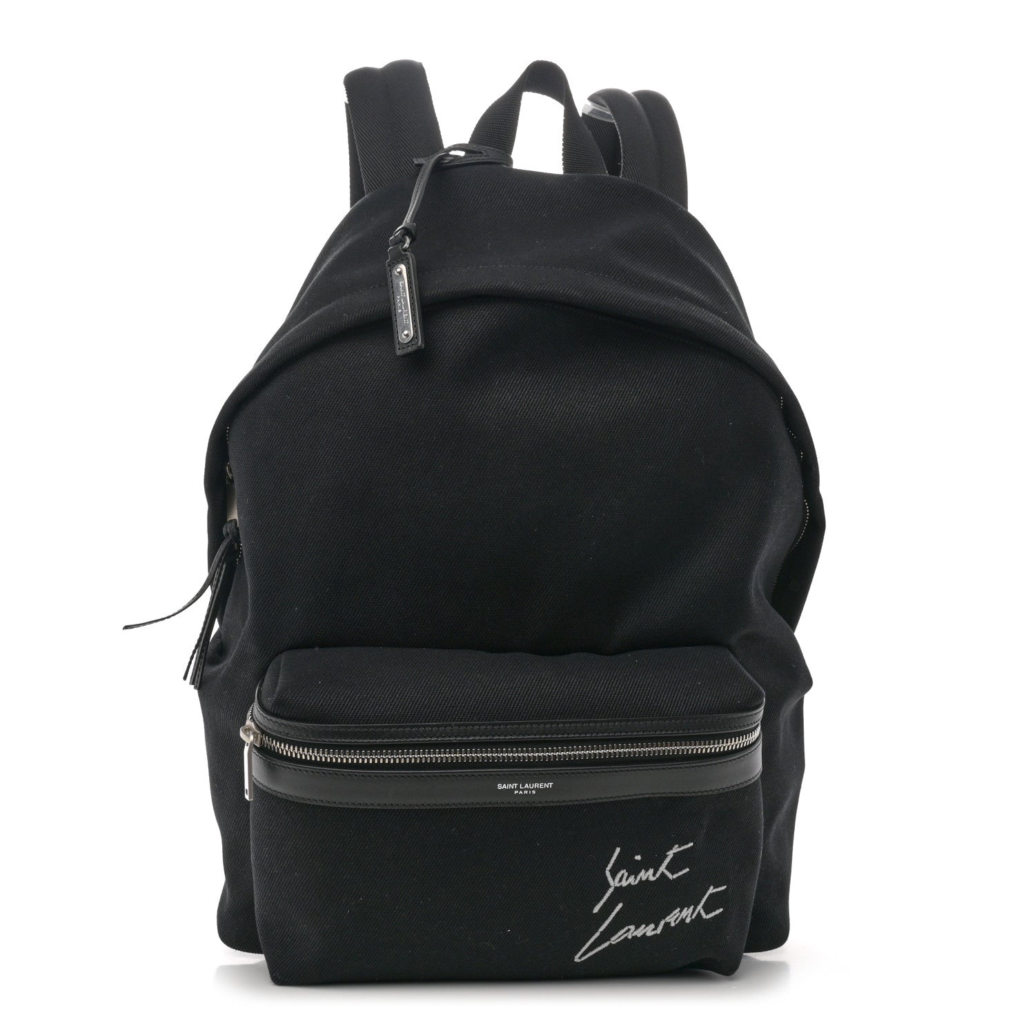 Saint Laurent Canvas Signature Embroidered City Backpack Black 1 of 10