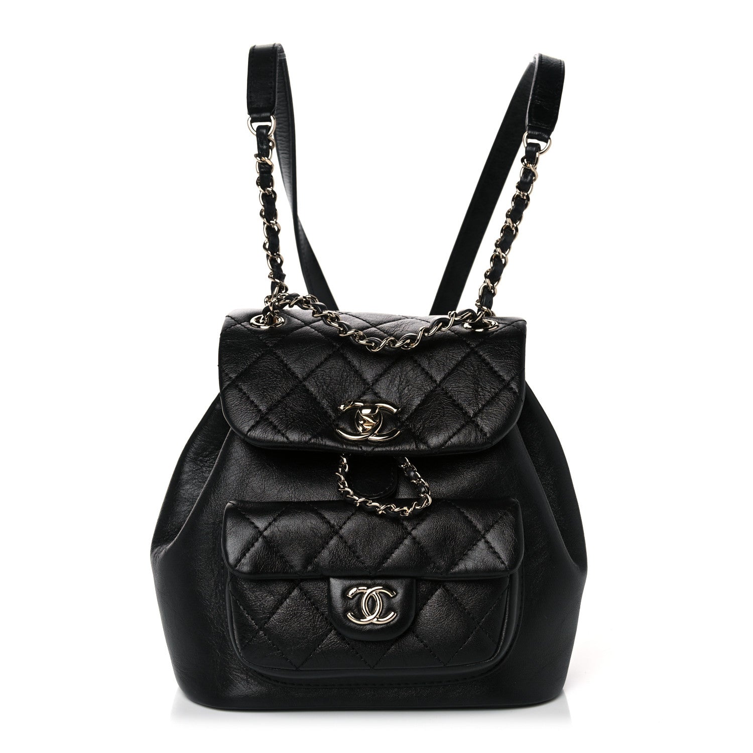 Chanel Glazed Aged Calfskin Quilted Small Duma Drawstring Backpack Black 1 of 10