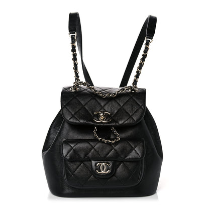 Chanel Glazed Aged Calfskin Quilted Small Duma Drawstring Backpack Black 1 of 10