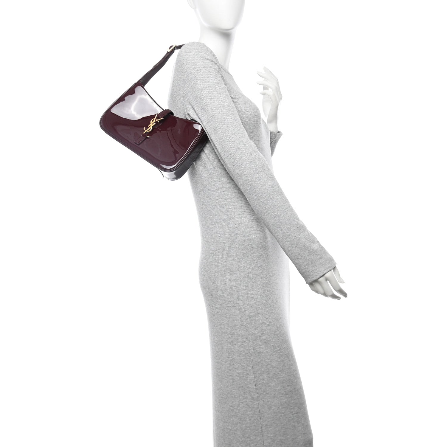 Saint Laurent Patent Le 5 A 7 Hobo Bordeaux 2 of 10