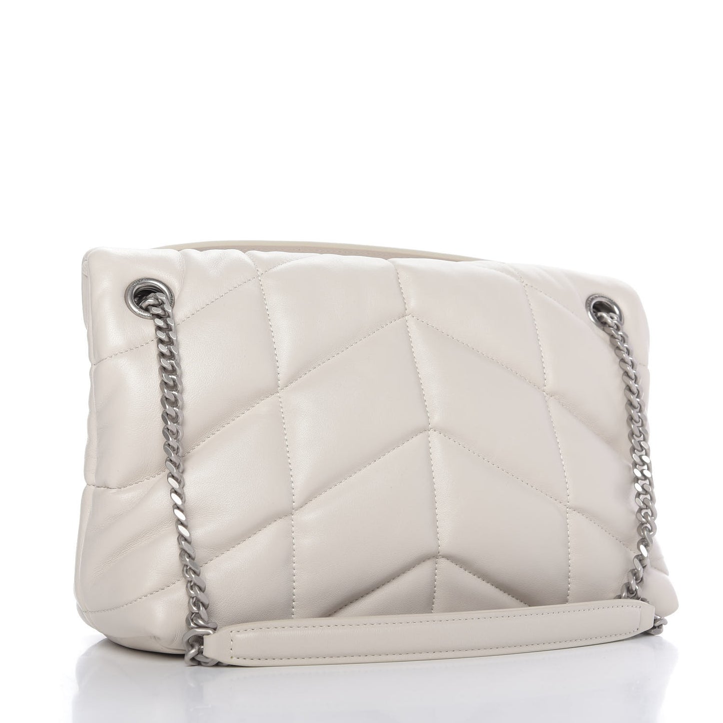 Lambskin Quilted Small Loulou Puffer Monogram Chain Satchel Blanc Vintage