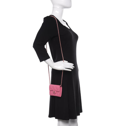 Chanel Caviar Quilted Flap Card Holder On Chain Pink 2 of 11