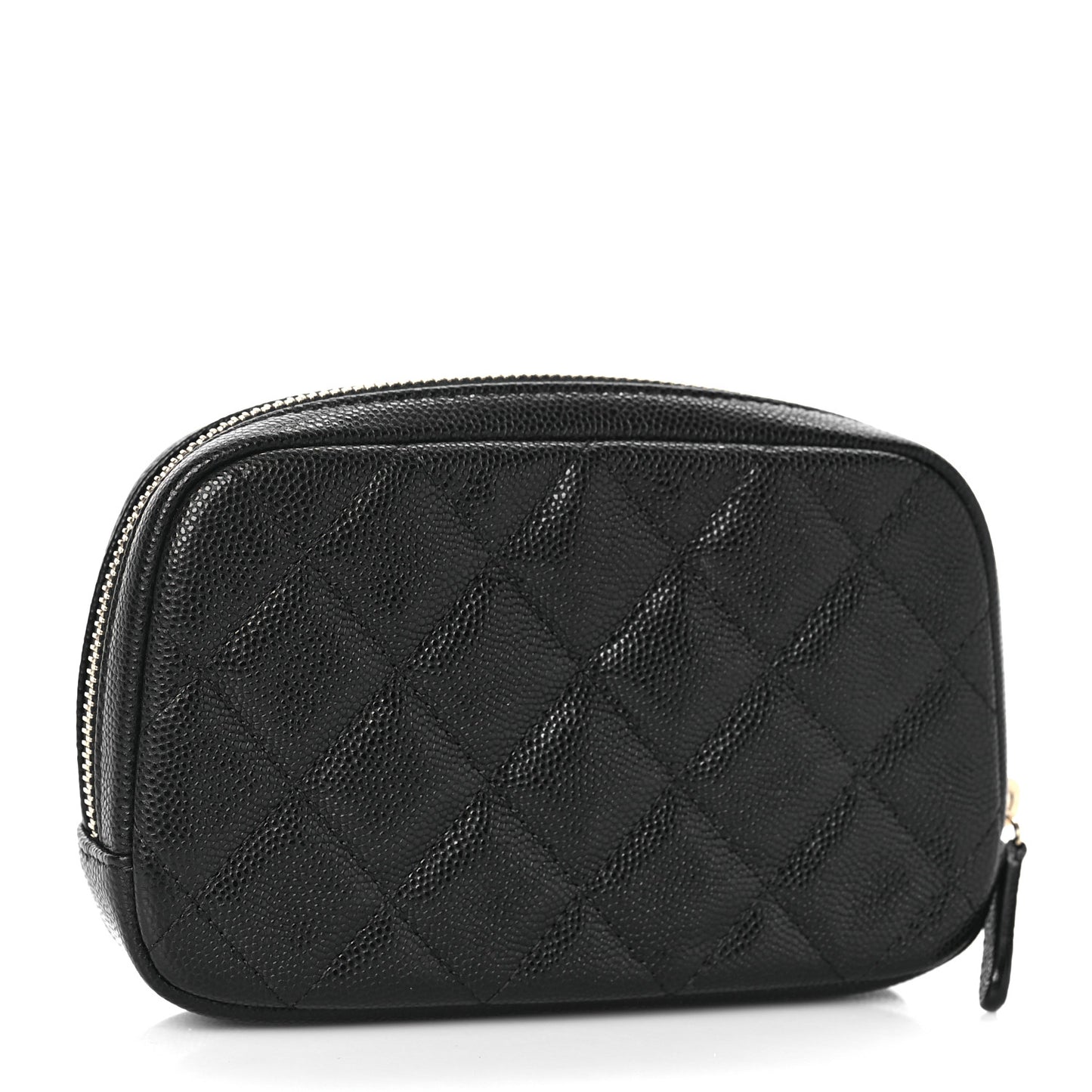 Caviar Quilted Small Curvy Pouch Cosmetic Case Black