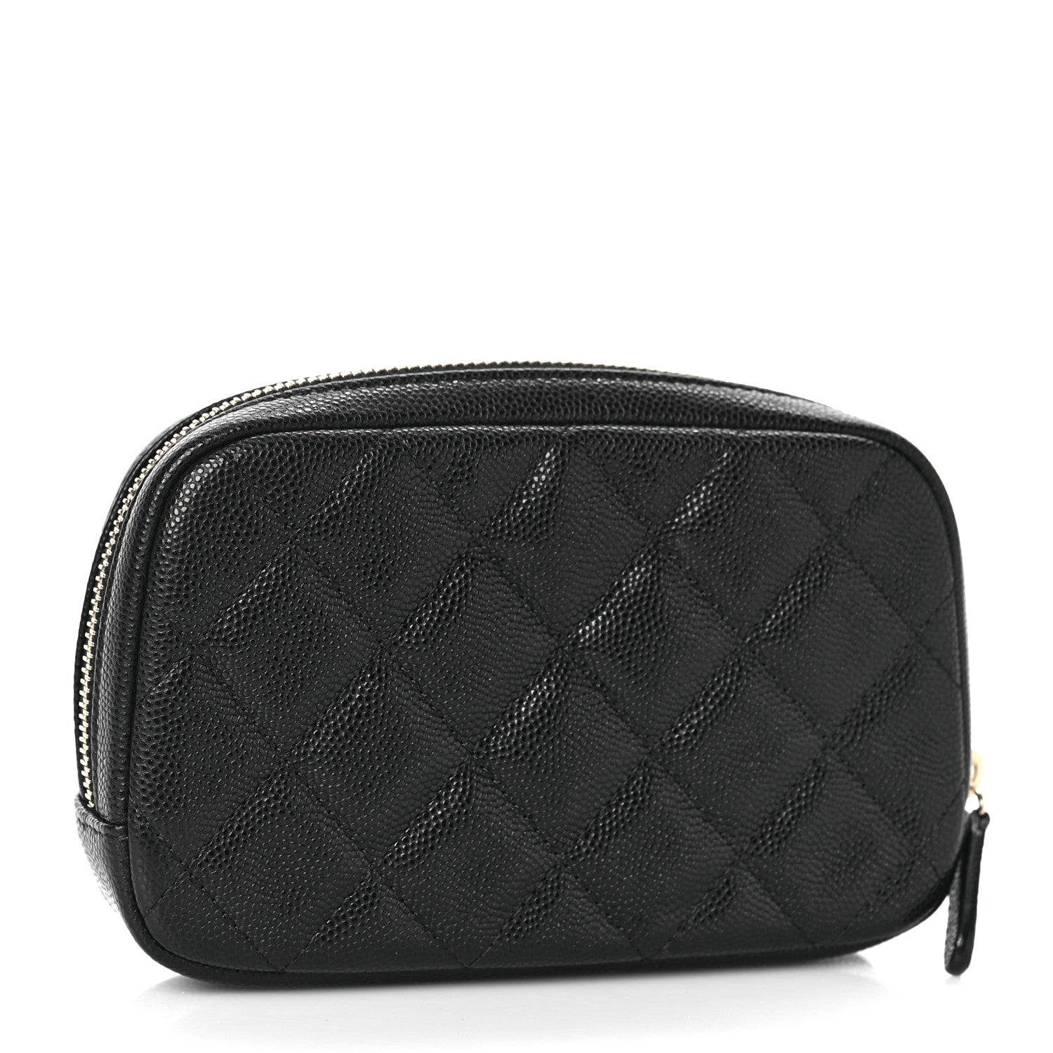 Chanel Caviar Quilted Small Curvy Pouch Cosmetic Case Black 3 of 10