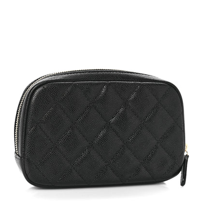 Chanel Caviar Quilted Small Curvy Pouch Cosmetic Case Black 3 of 10