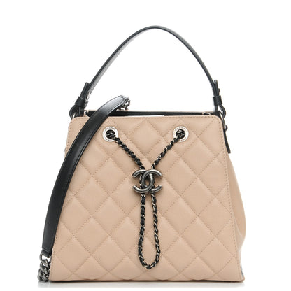Chanel Caviar Quilted Small CC Bucket Bag Beige 1 of 9