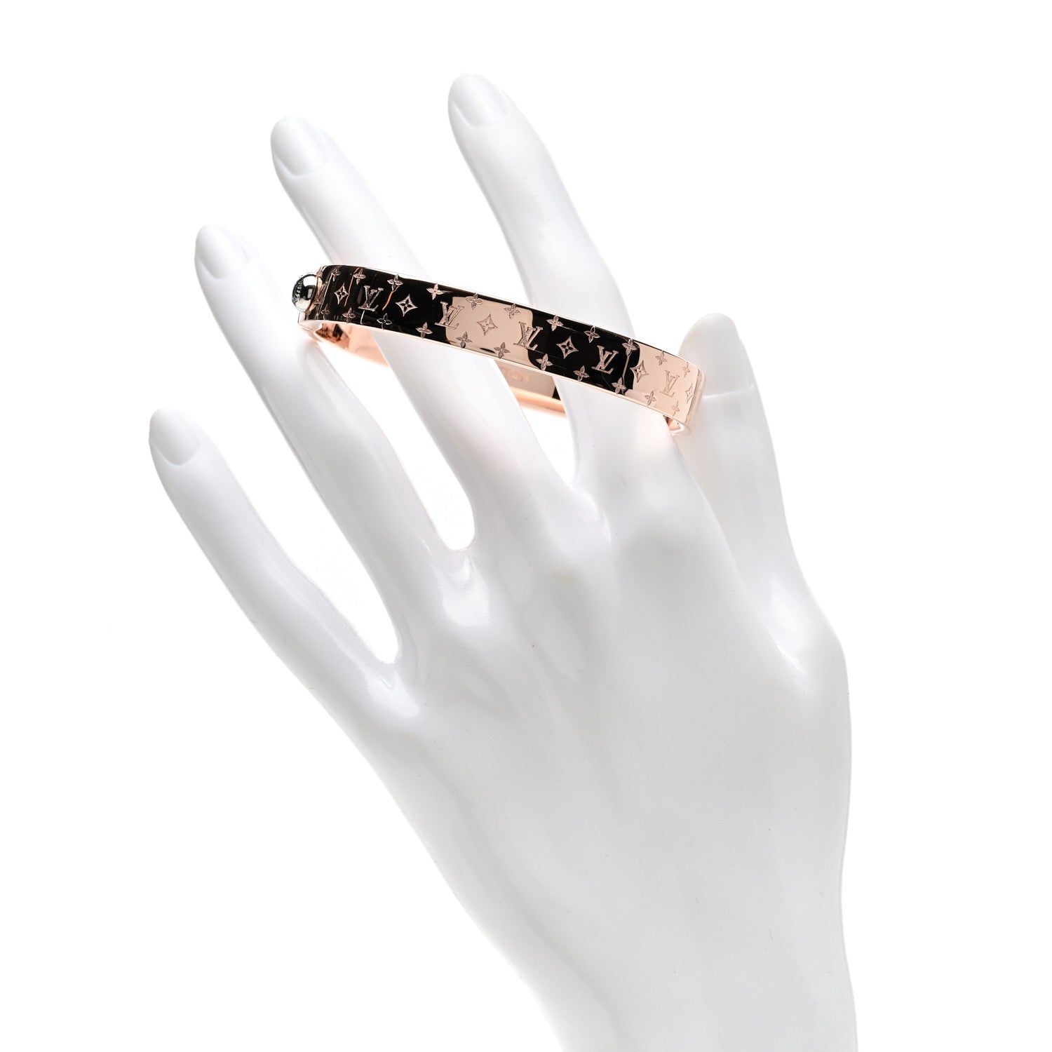 Louis Vuitton Brass Monogram Nanogram Cuff M Pink Gold 2 of 6