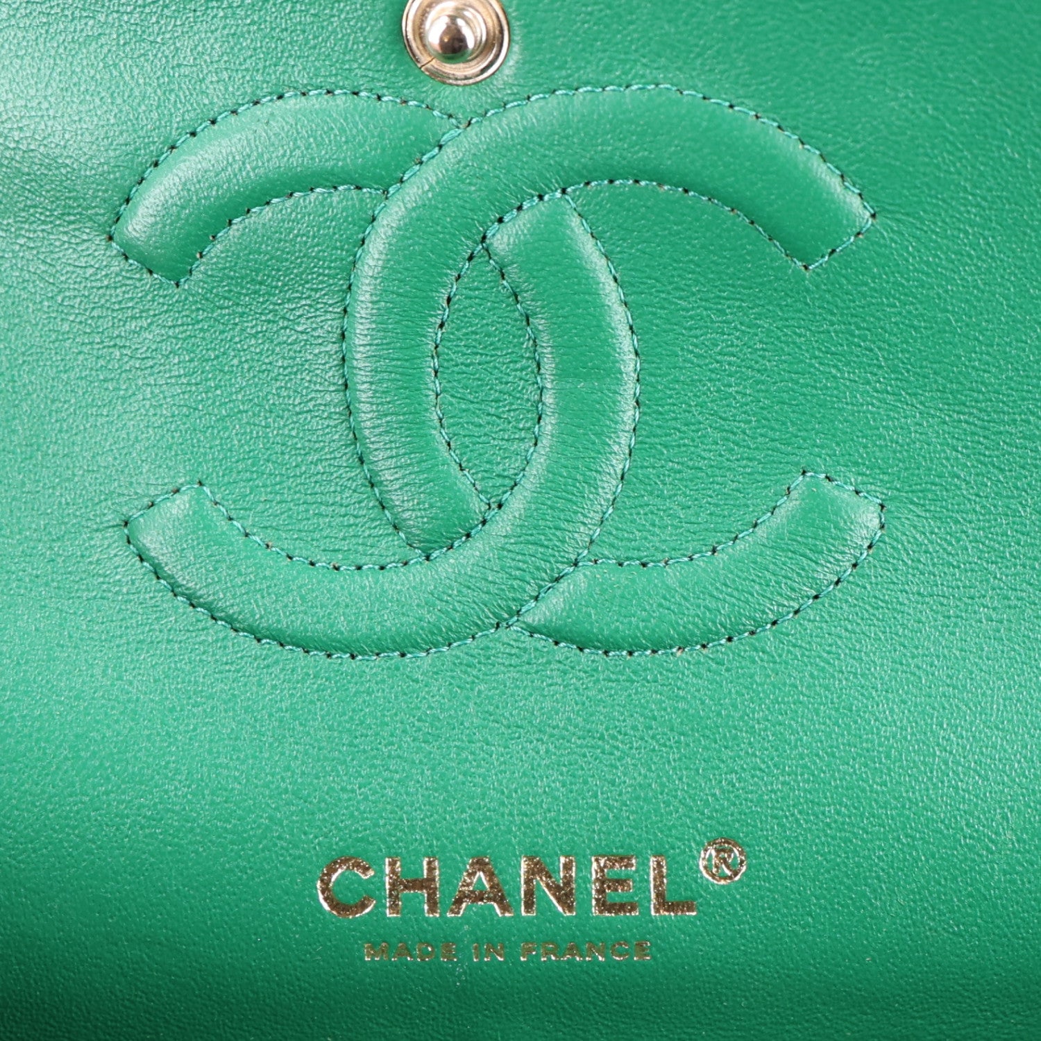 Chanel Metallic Caviar Quilted Medium Double Flap Green 7 of 11
