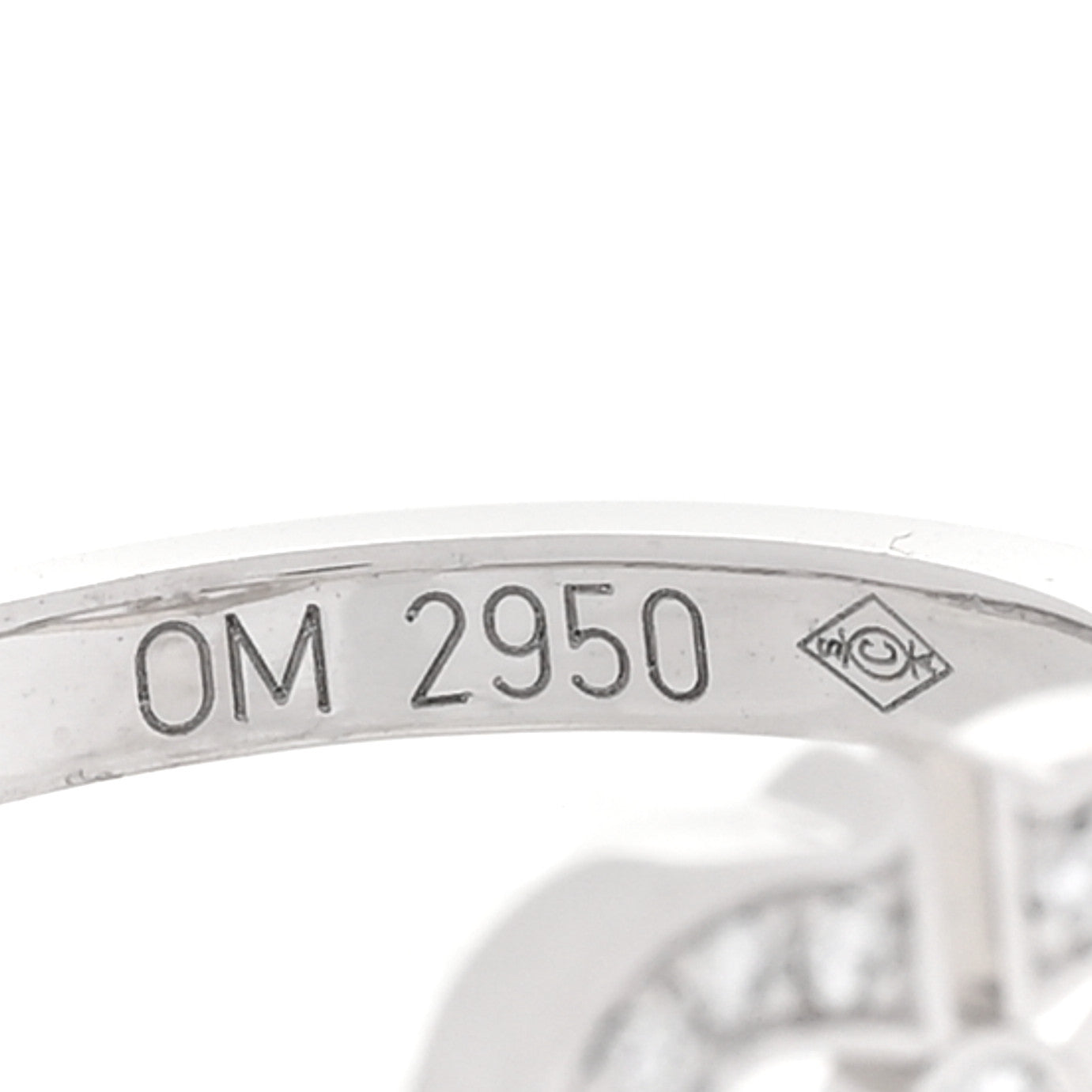 18K White Gold Diamond Small Hearts and Symbols Ring 49 4.75