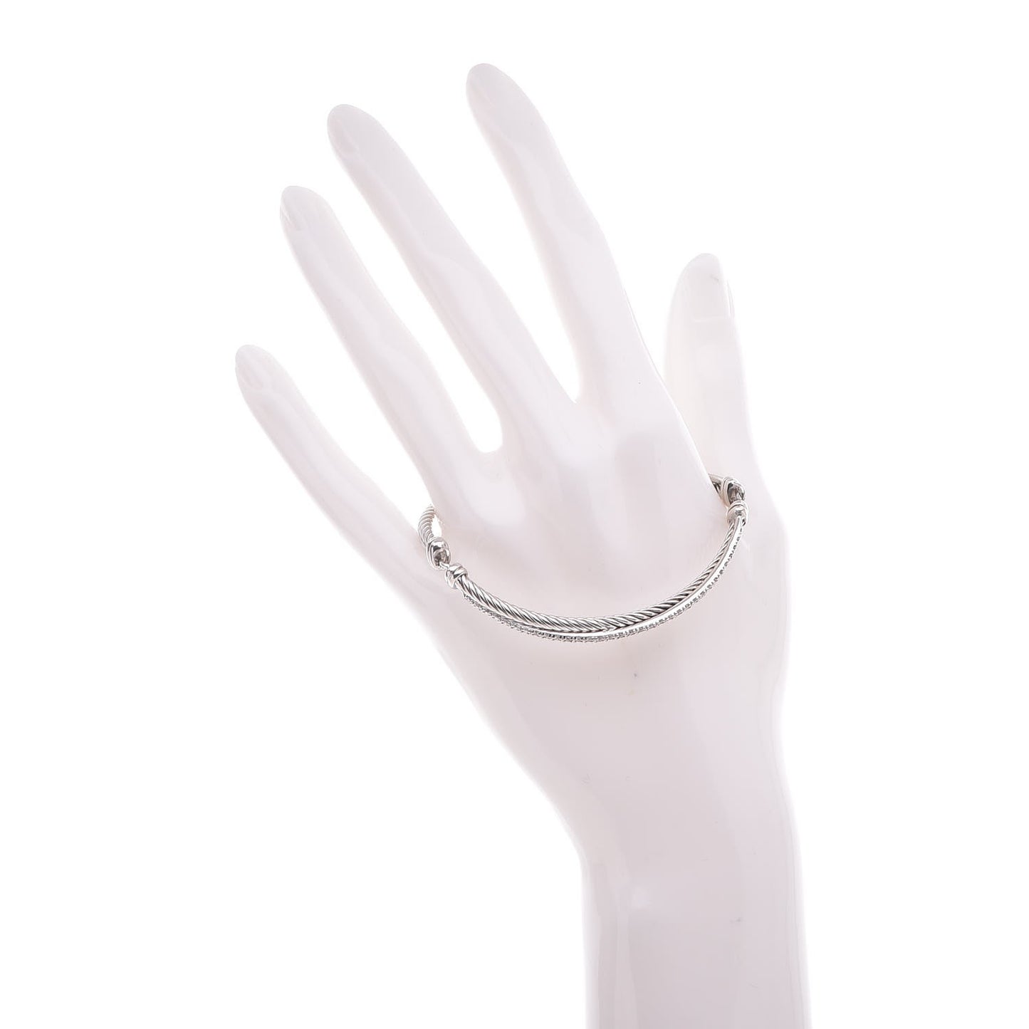 Sterling Silver 14K White Gold Diamond 3mm Crossover Bracelet