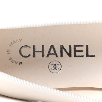 Chanel Calfskin Grosgrain Cap Toe CC Ballerina Flats 39.5 Ivory Black 8 of 10