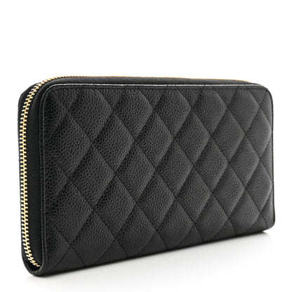 Chanel Caviar Quilted Large Gusset Zip Around Wallet Black 3 of 8