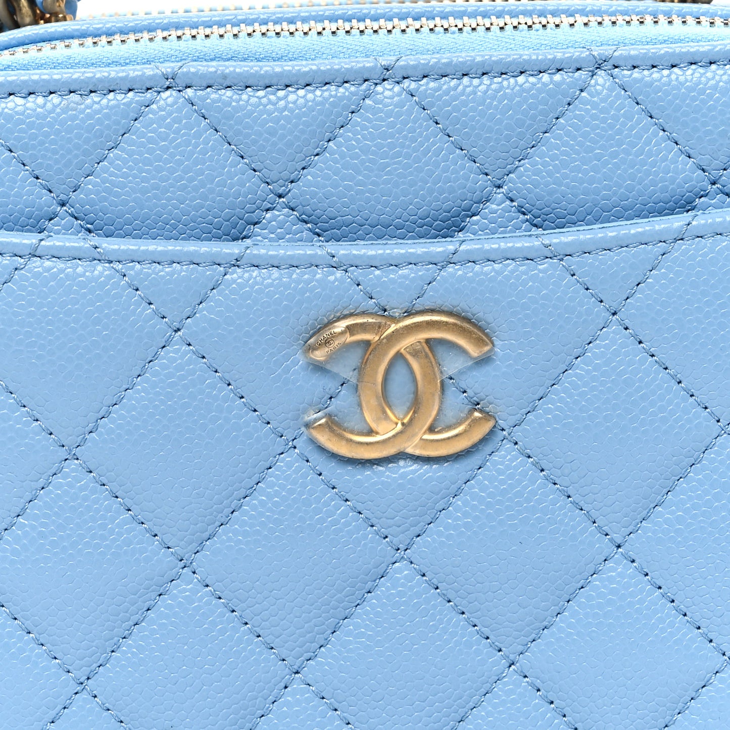 Caviar Quilted Mini Pick Me Up Vanity Case Light Blue