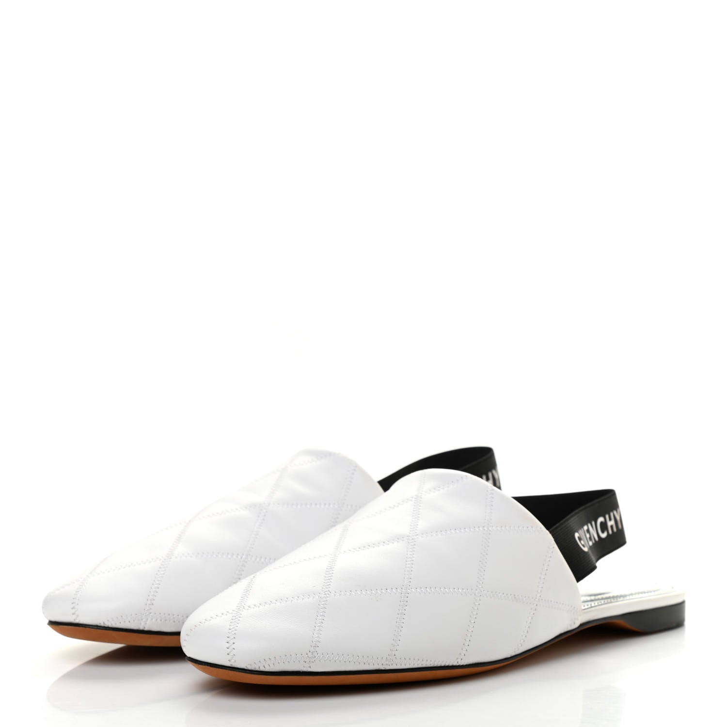 Givenchy Nappa Quilted Rivington Logo Slingback Flat 41 White 3 of 7