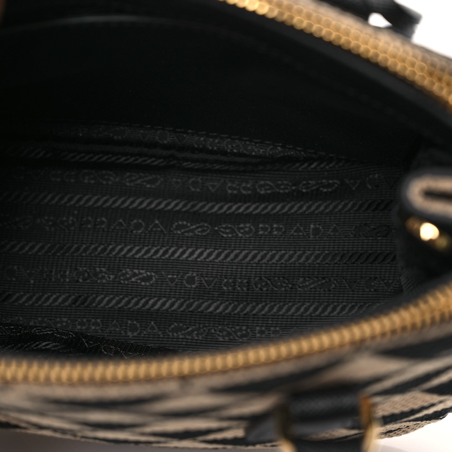 Jacquard Saffiano Triangolo Symbole Embroidered Mini Galleria Double Zip Tote Black Corda