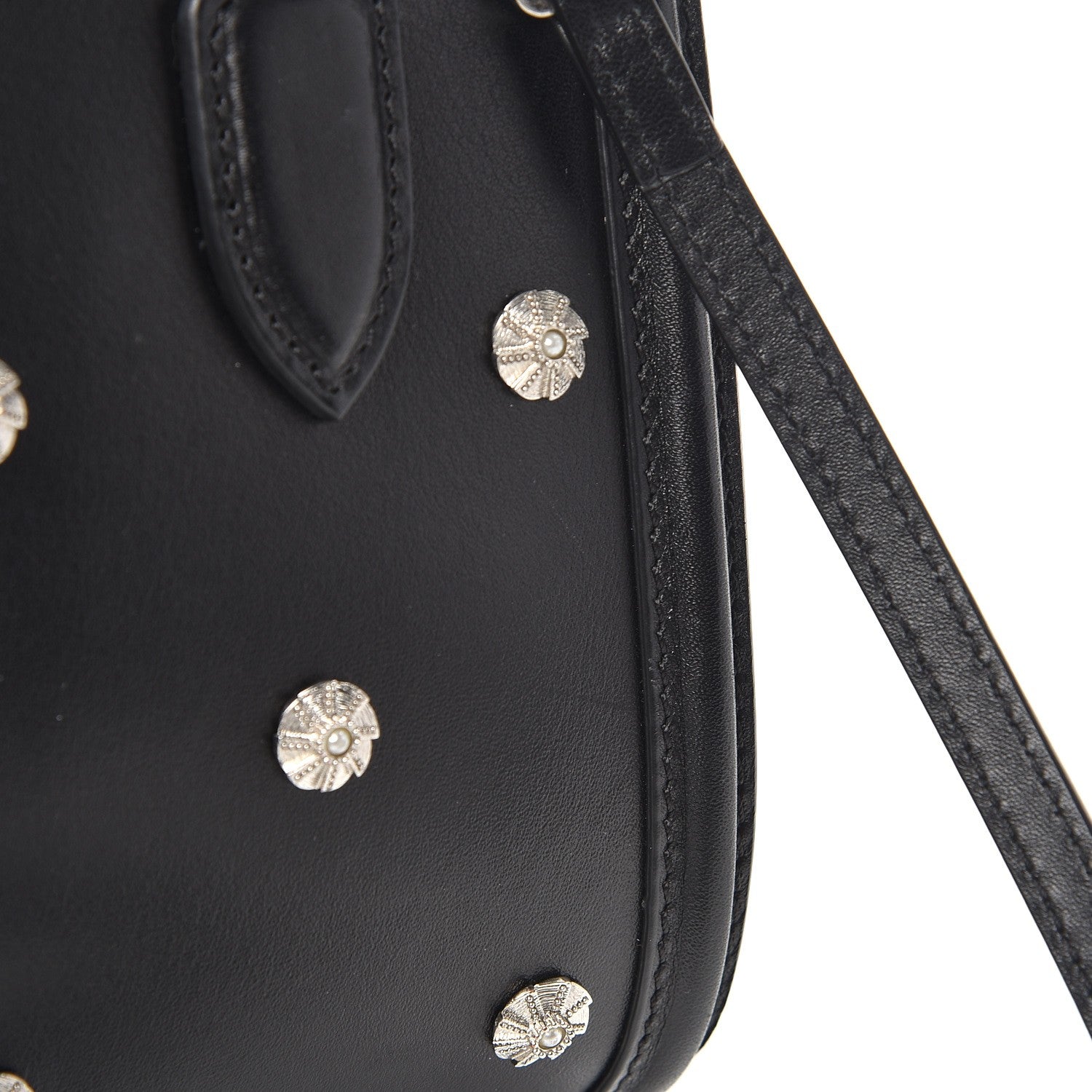 Alexander McQueen Calfskin Pearl Embellished Mini Heroine Black 8 of 9