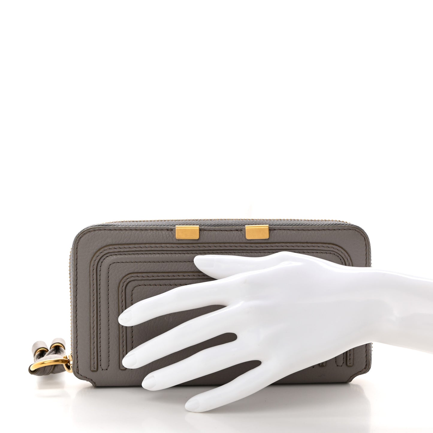 Calfskin Marcie Long Zip Around Wallet Cashmere Grey