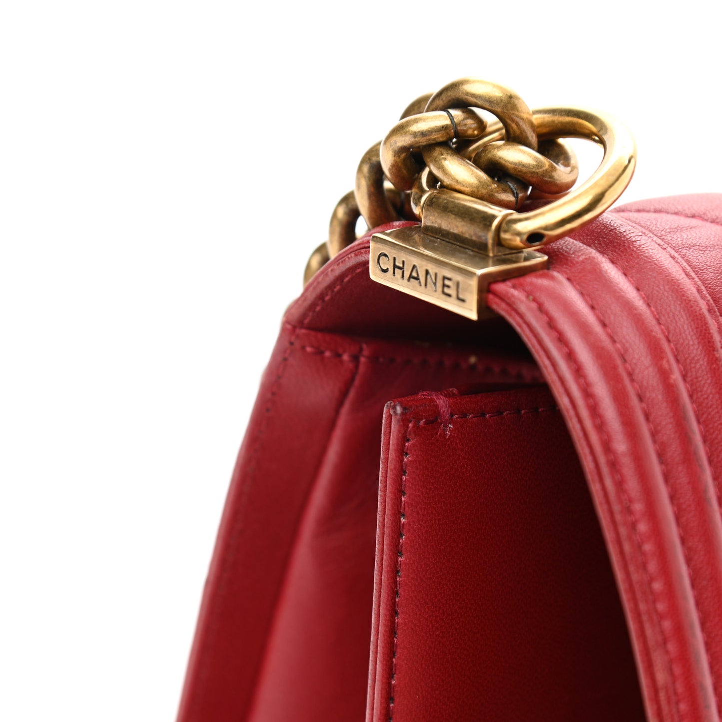 Calfskin Quilted Medium Boy Flap Red