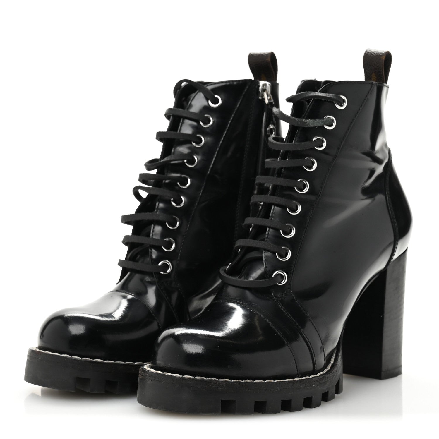 Louis Vuitton Patent Calfskin Star Trail Ankle Boots 38 Black 4 of 12