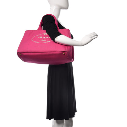 Prada Canapa Logo Shopping Tote Fuxia 2 of 16