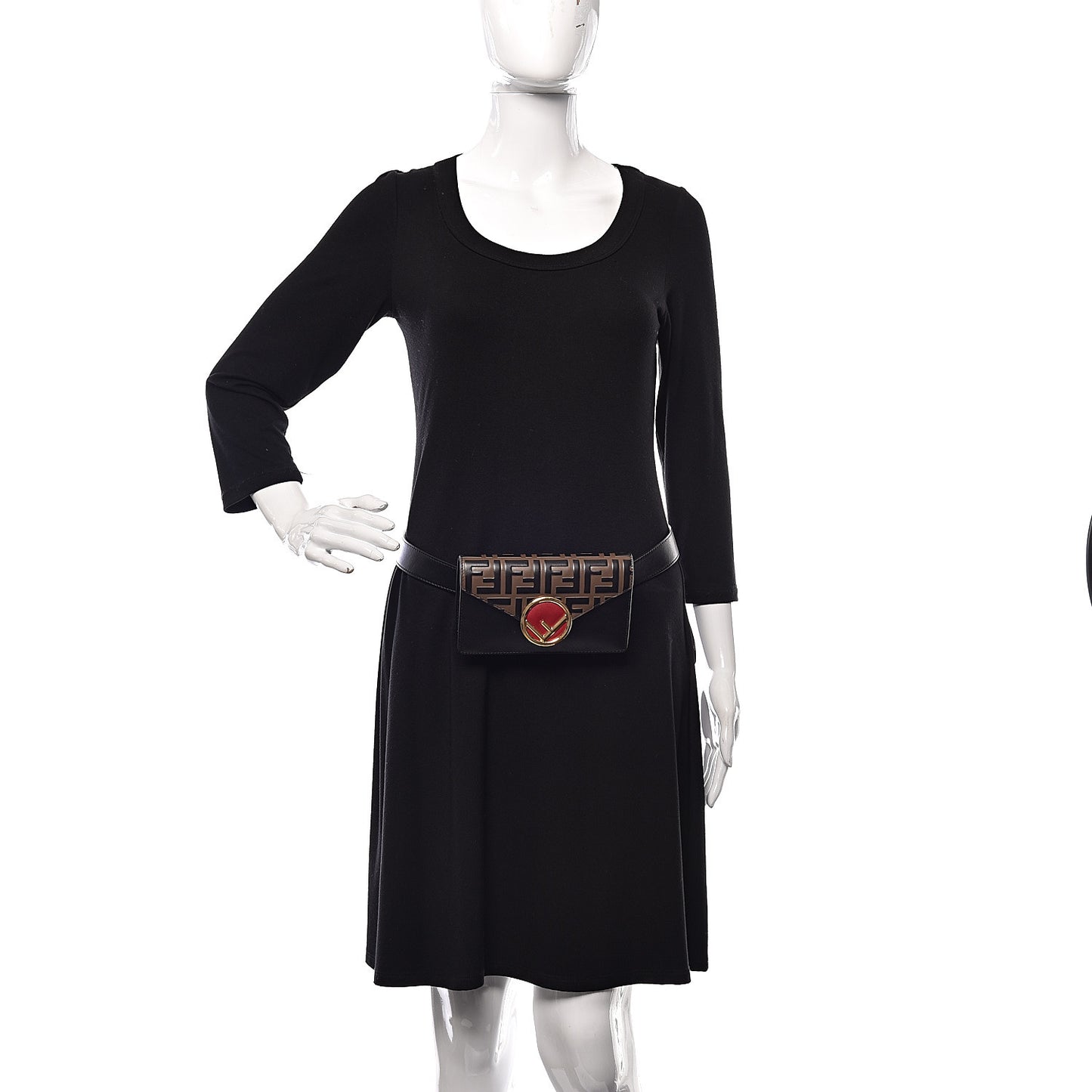 Vitello Liberty F is Fendi Bi-Color FF 1974 Embossed Envelope Belt Bag Maya Black