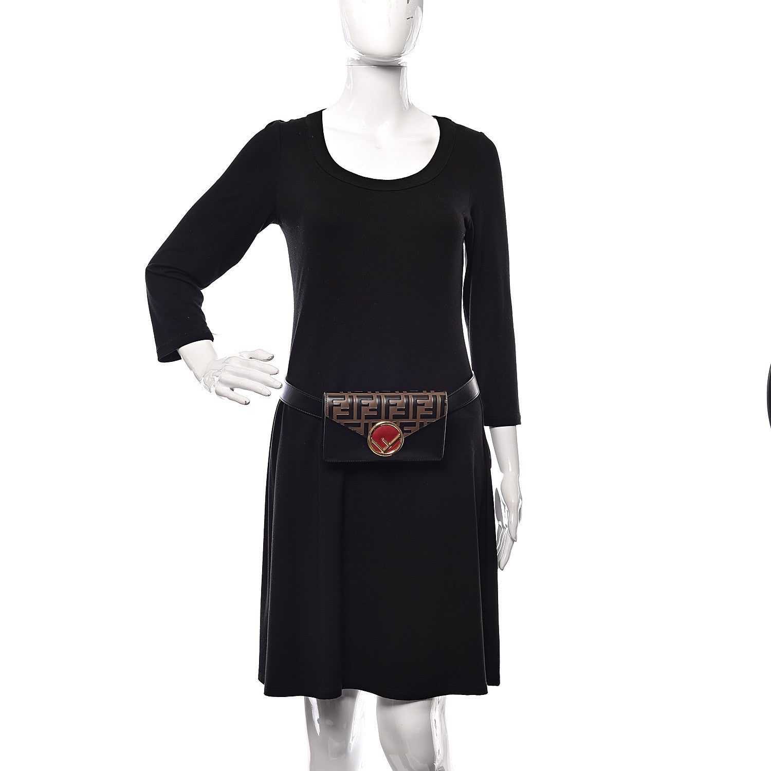 Fendi Vitello Liberty F is Fendi Bi-Color FF 1974 Embossed Envelope Belt Bag Maya Black 2 of 11