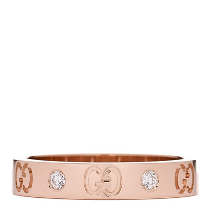 Gucci 18K Rose Gold Diamond Icon Thin Band Ring 56 7.5 1 of 5