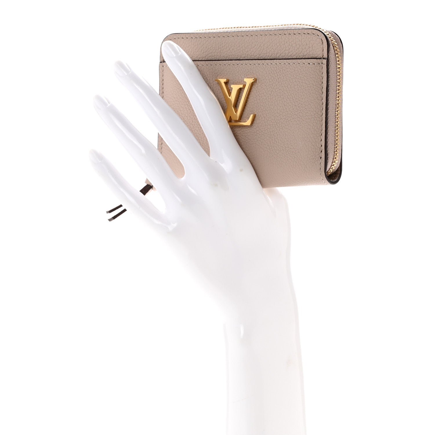 Louis Vuitton Calfskin Lockme Zippy Coin Purse Greige 2 of 8