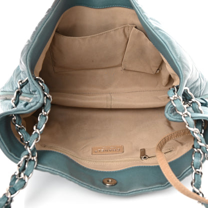 Chanel Caviar Quilted Expandable Zip Shoulder Bag Blue 4 of 13