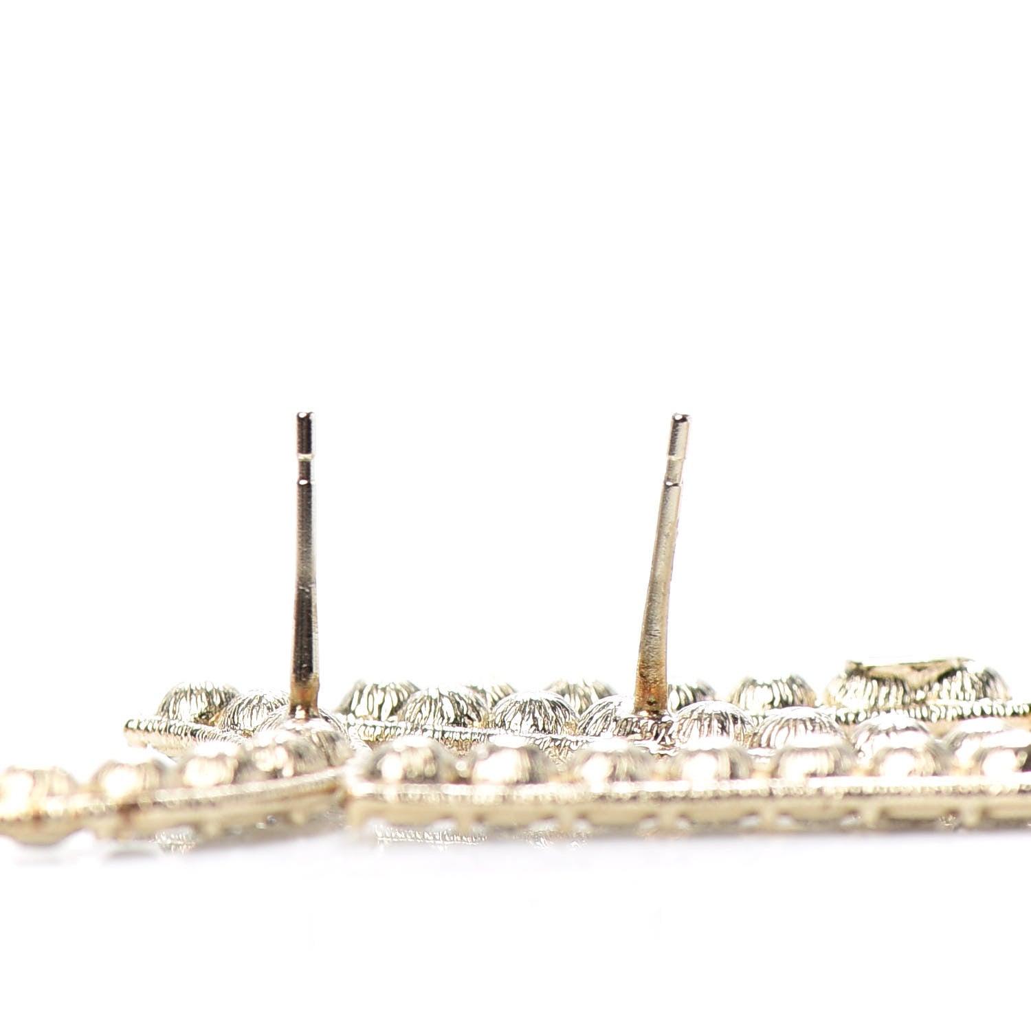 Chanel Crystal Cha-Nel Logo Drop Earrings Gold 3 of 5