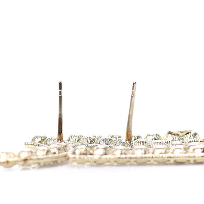 Chanel Crystal Cha-Nel Logo Drop Earrings Gold 3 of 5