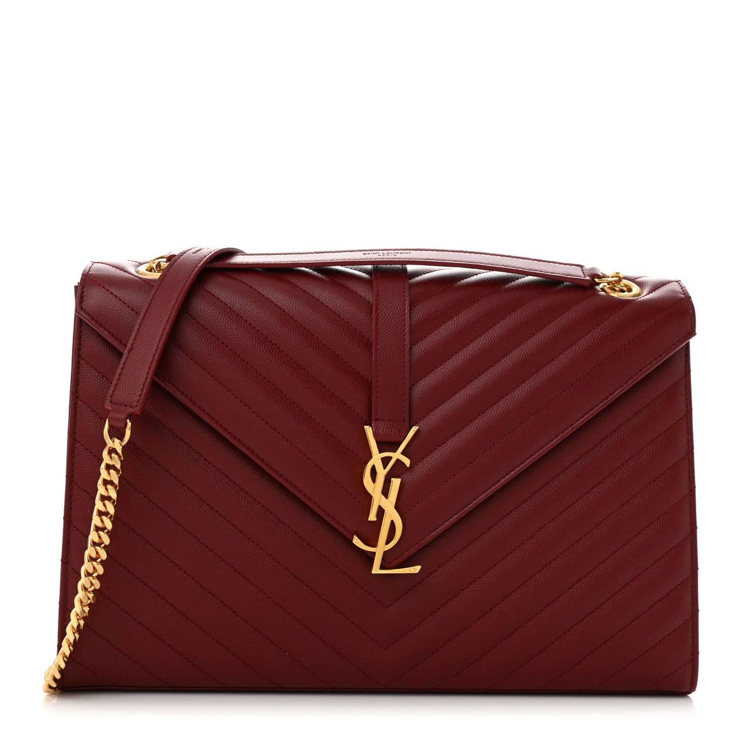 Grain De Poudre Matelasse Chevron Large Monogram Satchel Oxblood