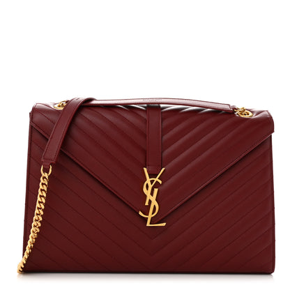 Saint Laurent Grain De Poudre Matelasse Chevron Large Monogram Satchel Oxblood 1 of 10