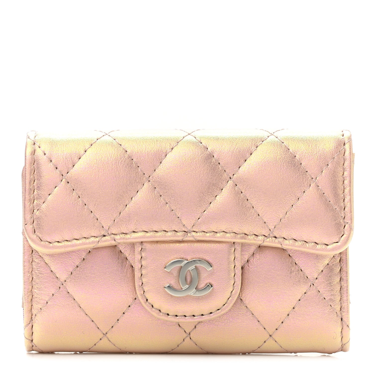 Chanel Iridescent Calfskin Quilted Classic 4 Key Holder Wallet Pink 1 of 8