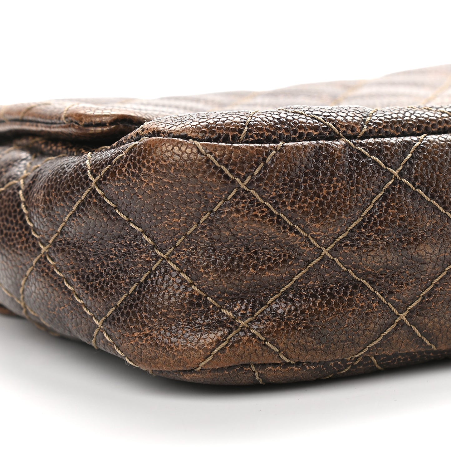 Iridescent Caviar Quilted Small Chic Flap Brown