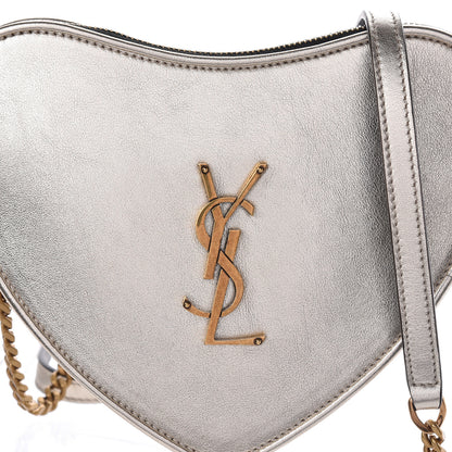 Saint Laurent Metallic Calfskin Heart Monogram Crossbody Pale Gold 7 of 10