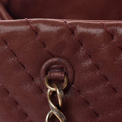 Chanel Iridescent Calfskin Chevron Quilted Surpique Tote Burgundy 9 of 18