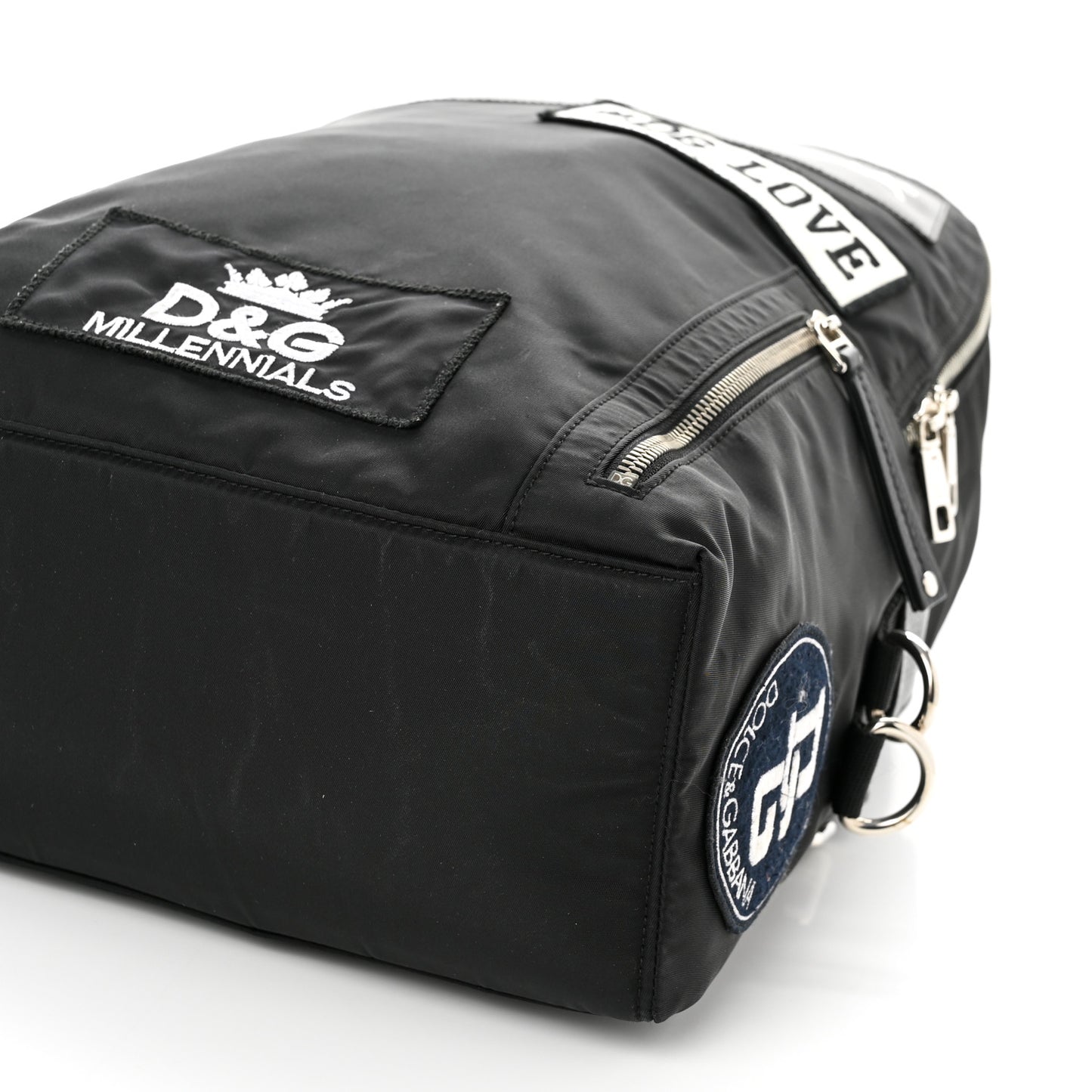 Nylon Logo Patches Backpack Black