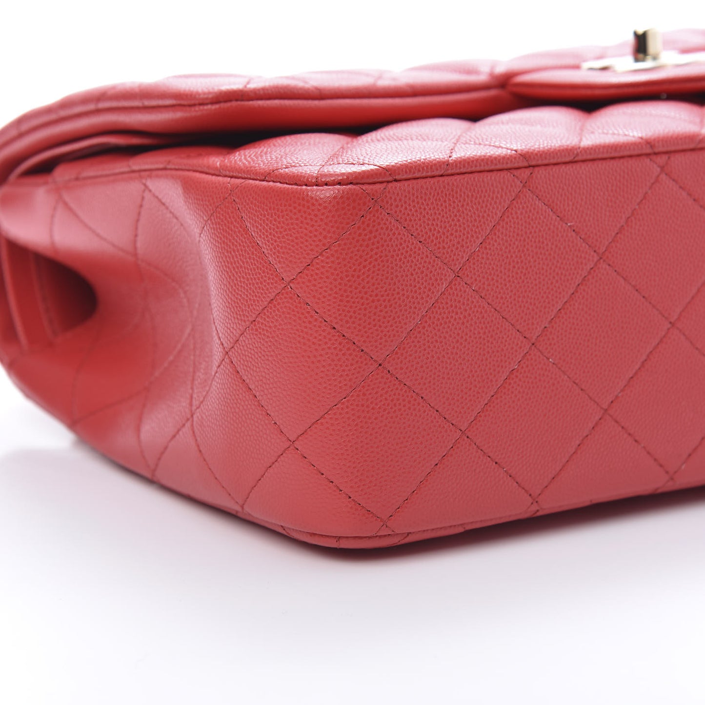 Caviar Quilted Jumbo Double Flap Red