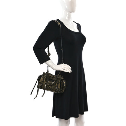 Balenciaga Grained Calfskin Snake Effect Neo Classic Silver Hardware Mini City Gold Black 2 of 9