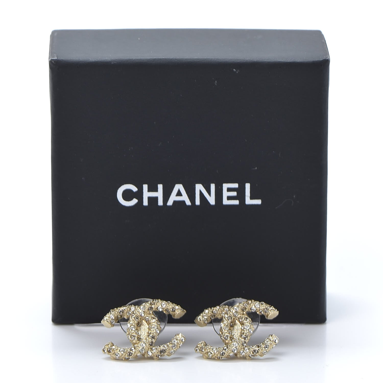 Chanel Crystal CC Earrings Light Gold 5 of 5
