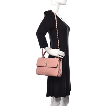 Chanel Lambskin Chevron Quilted Small Trendy CC Dual Handle Flap Bag Light Pink 2 of 13