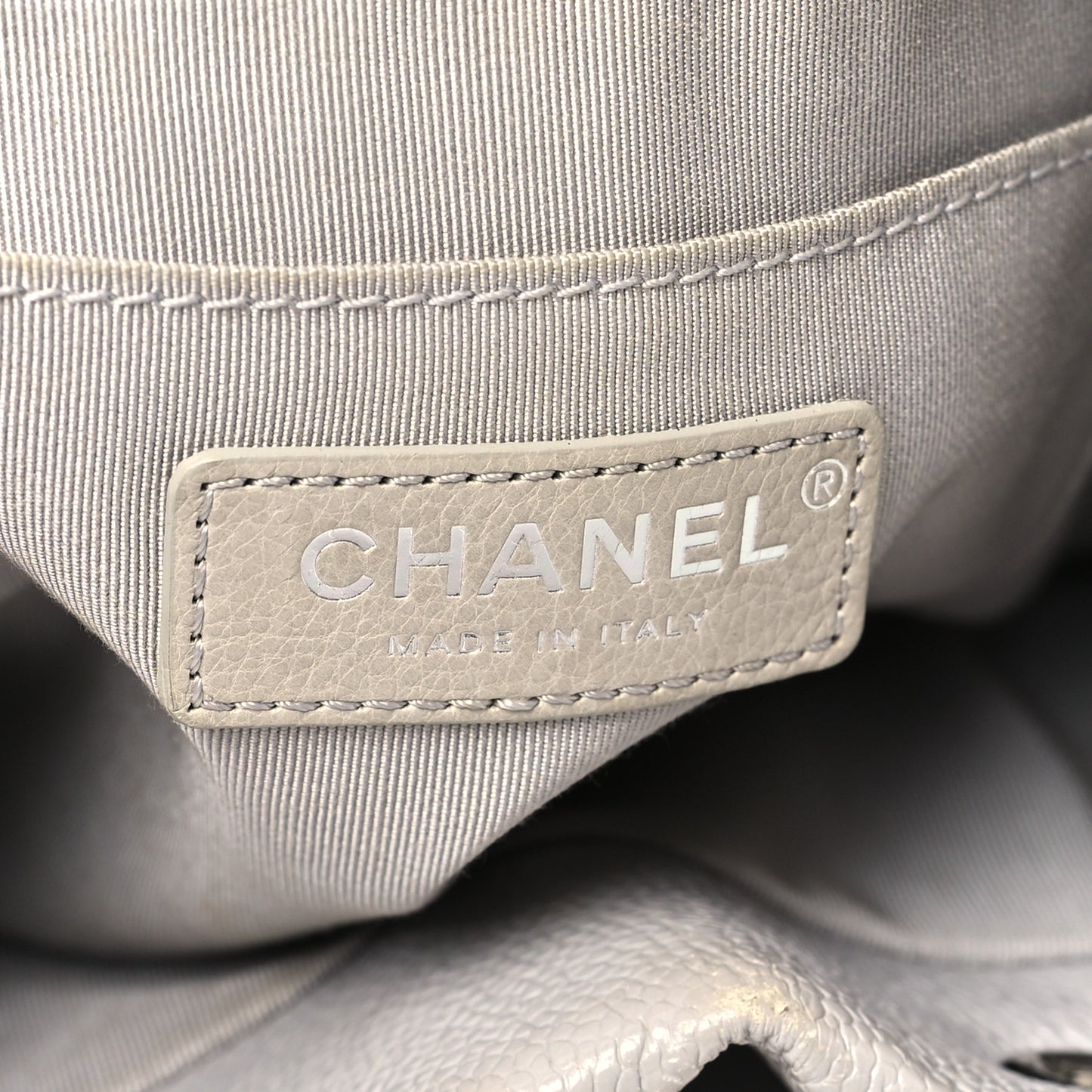 Caviar Quilted Small Chain Bucket Bag Light Gray
